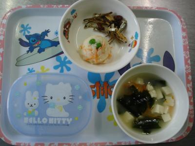 アーモンドフィッシュ☆ぽてとサラダ☆味噌汁