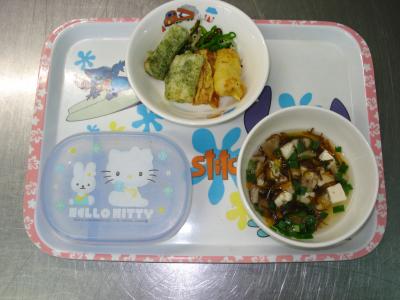 竹輪の二色揚げ☆昆布和え☆もずく汁