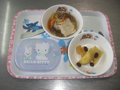 すきやき風煮☆サツマイモとりんごの重ね煮