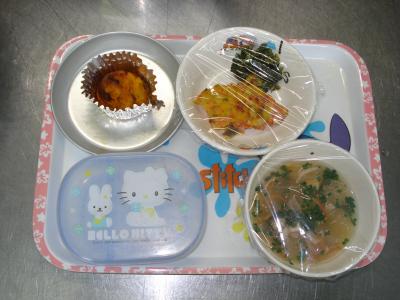 鮭のコーン焼き☆のり酢和え☆冬瓜汁★じゃがボール
