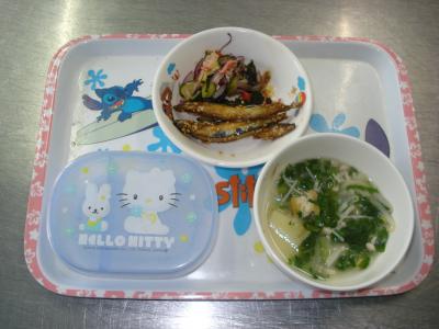 キビナゴの揚げ煮☆酢の物☆みそ汁
