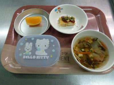 お好み焼き☆すまし汁☆果物