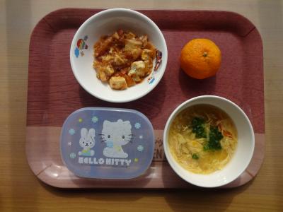 麻婆豆腐☆かきたま汁☆果物