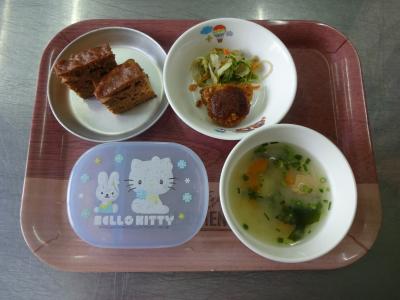 とんかつ☆和え物☆味噌汁★ふくれ菓子