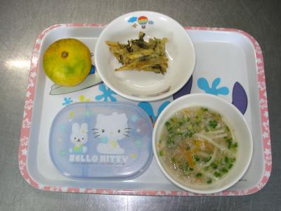 磯風味かきあげ☆とろろ汁☆みかん