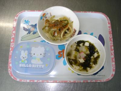 焼きうどん☆すまし汁☆オレンジ