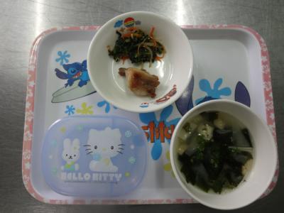鶏のガーリックソテー☆ゴマ和え☆味噌汁