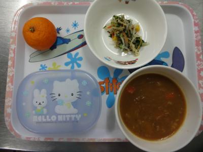 さつま芋のカレー☆酢の物☆みかん
