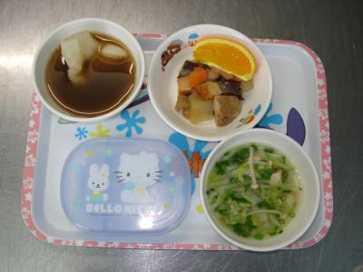 くずかけうま煮☆オレンジ☆みそ汁★ぜんざい