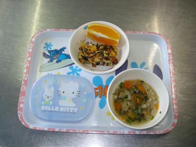 ゴーヤのキッシュ☆オレンジ☆鶏と野菜の味噌汁