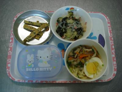 ☆お月見うどん☆酢の物★おからのかりんとう