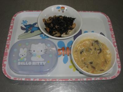 大豆の磯煮☆中華風コーンスープ
