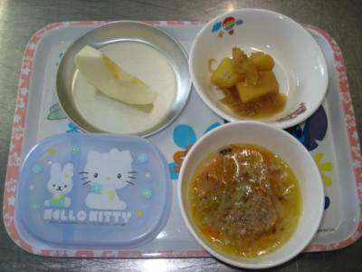 じゃこじゃが☆肉団子のスープ☆りんご