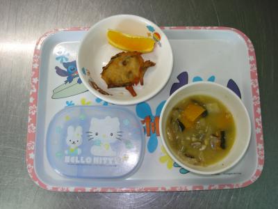 ニラ団子☆かいのこ汁☆果物
