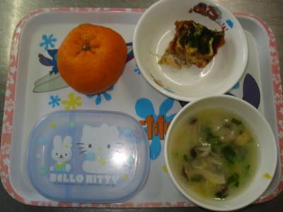 お好み焼き☆味噌汁☆ぽんかん