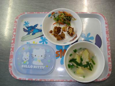 レバーのアーモンド和え☆のり和え☆みそ汁