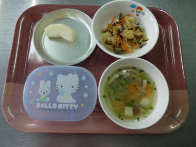 メカジキの酢の物☆味噌汁☆果物