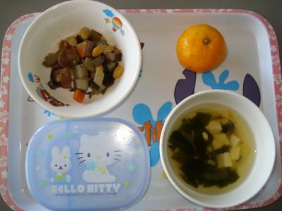 大豆の五目煮☆すまし汁☆みかん