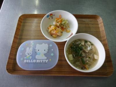 魚のコーン焼き☆和え物☆中華スープ