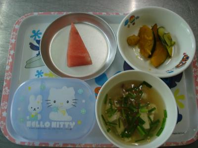 ☆南瓜のちらし☆中華スープ☆すいか