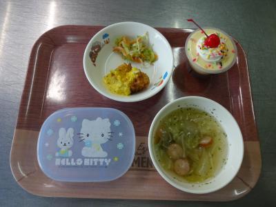 チキン南蛮☆和え物☆コンソメスープ★プリンアラモード