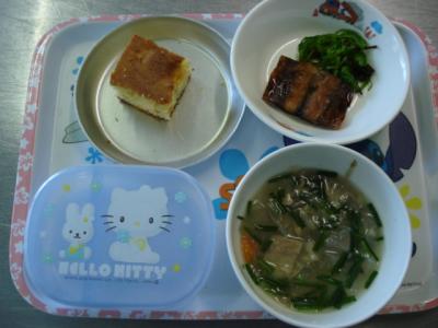 魚の蒲焼き☆昆布和え☆豚汁★マヨチーズケーキ