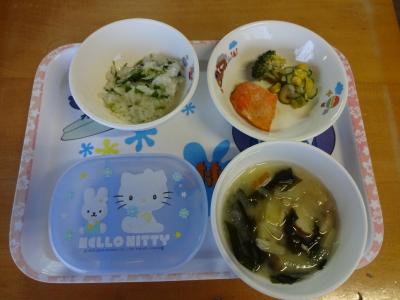 魚の塩焼き☆ブロッコリーのカレーマヨ和え☆味噌汁★七草粥