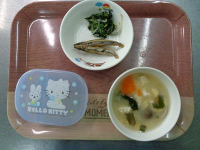 きびなごの揚げ煮☆もやしのナムル☆味噌汁