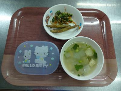 きびなごの揚げ煮☆和え物☆味噌汁