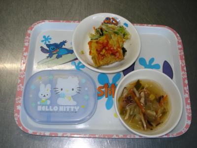 さつま芋のオムレツ☆白菜ののりあえ☆春雨スープ