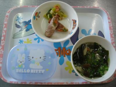 豚肉の野菜巻き☆サッパリサラダ☆味噌汁