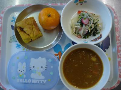 さつま芋のカレー☆酢の物☆みかん★南瓜パウンド