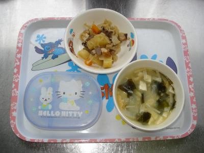 切干大根の煮物☆味噌汁☆果物