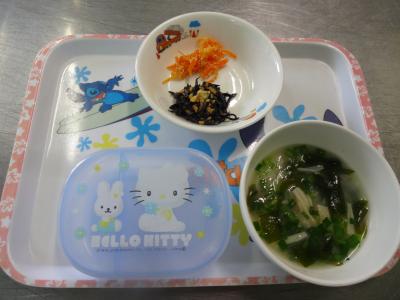 ひじき納豆☆人参のたらこ炒め☆味噌汁