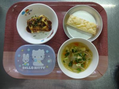 お好み焼き☆味噌汁★メロンパンスティック