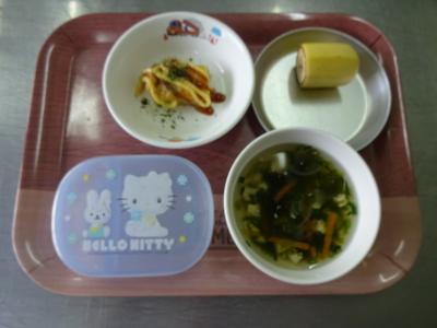 お好み焼き☆すまし汁☆果物