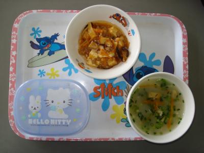 麻婆豆腐・にら玉汁