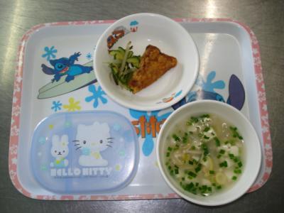 竜田揚げ☆昆布和え☆味噌汁