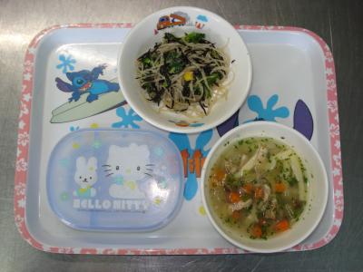 スープパスタ☆ひじきサラダ