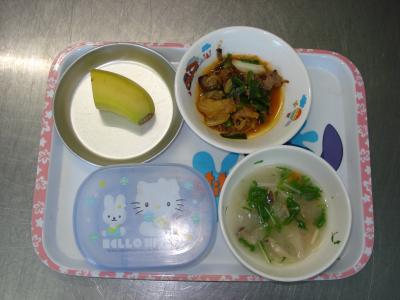 レバニラ炒め☆バナナ☆味噌バタースープ