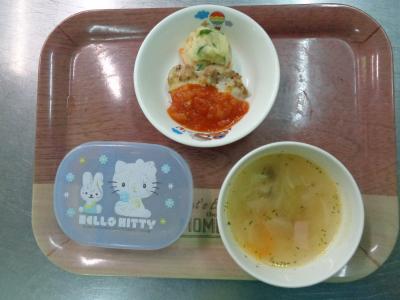 鶏のマスタード焼き☆ポテトサラダ☆野菜スープ