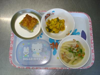 南瓜サラダ☆スープパスタ★ピーマンホットケーキ