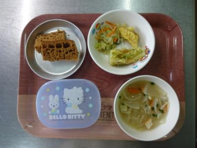 竹輪の二色揚げ☆和え物☆味噌汁★ふくれ菓子