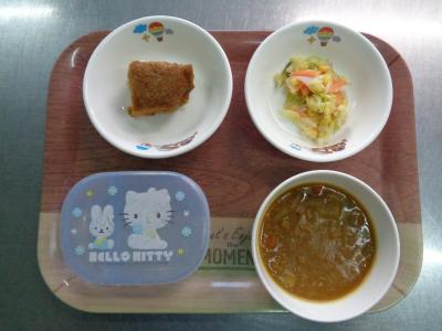 根菜カレー☆コールスローサラダ★ふくれ菓子